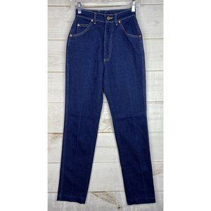 Vintage LEE Jeans Womens 8 Long (Hemmed) Dark Wash High Rise Union Made USA
